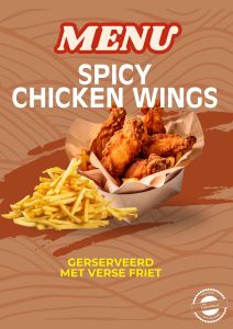 Heerlijke, knapperige chicken wings overgoten met een pittige saus en geserveerd met een frisse dip.