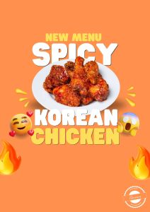 Krokante Koreaanse fried chicken, overgoten met een pittige, zoete saus en geserveerd met een frisse dip.